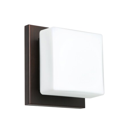 Besa Lighting Alex Mini Sconce, Opal Matte, Bronze Finish, 1x50W Halogen 1WS-773507-BR